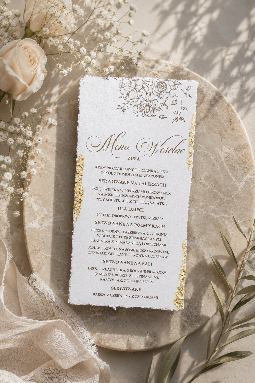 Menu w stylu boho ze złoceniem Mn-01