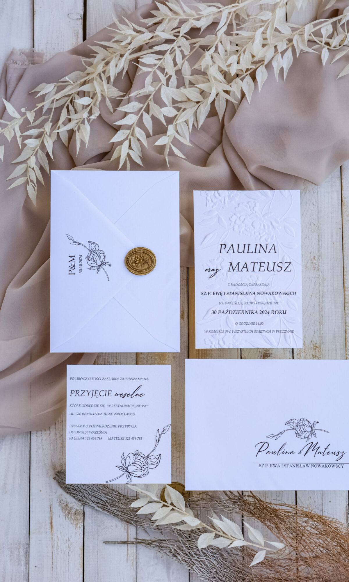 Tłoczone zaproszenia ślubne Wz-13