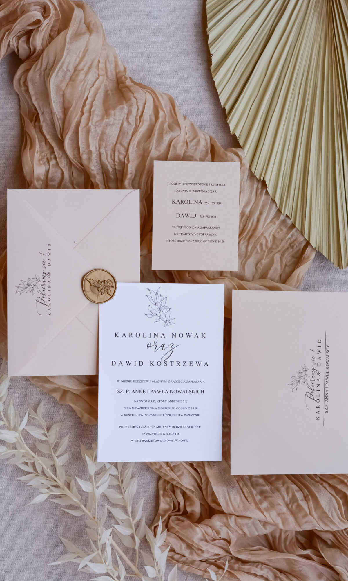 Minimalistyczne zaproszenia ślubne Wz-06