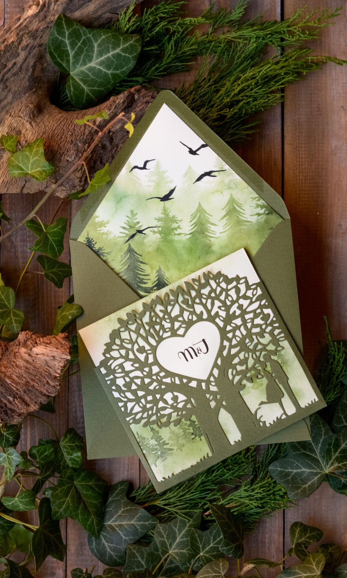 Ażurowe zaproszenia ślubne - drzewko Wz-69