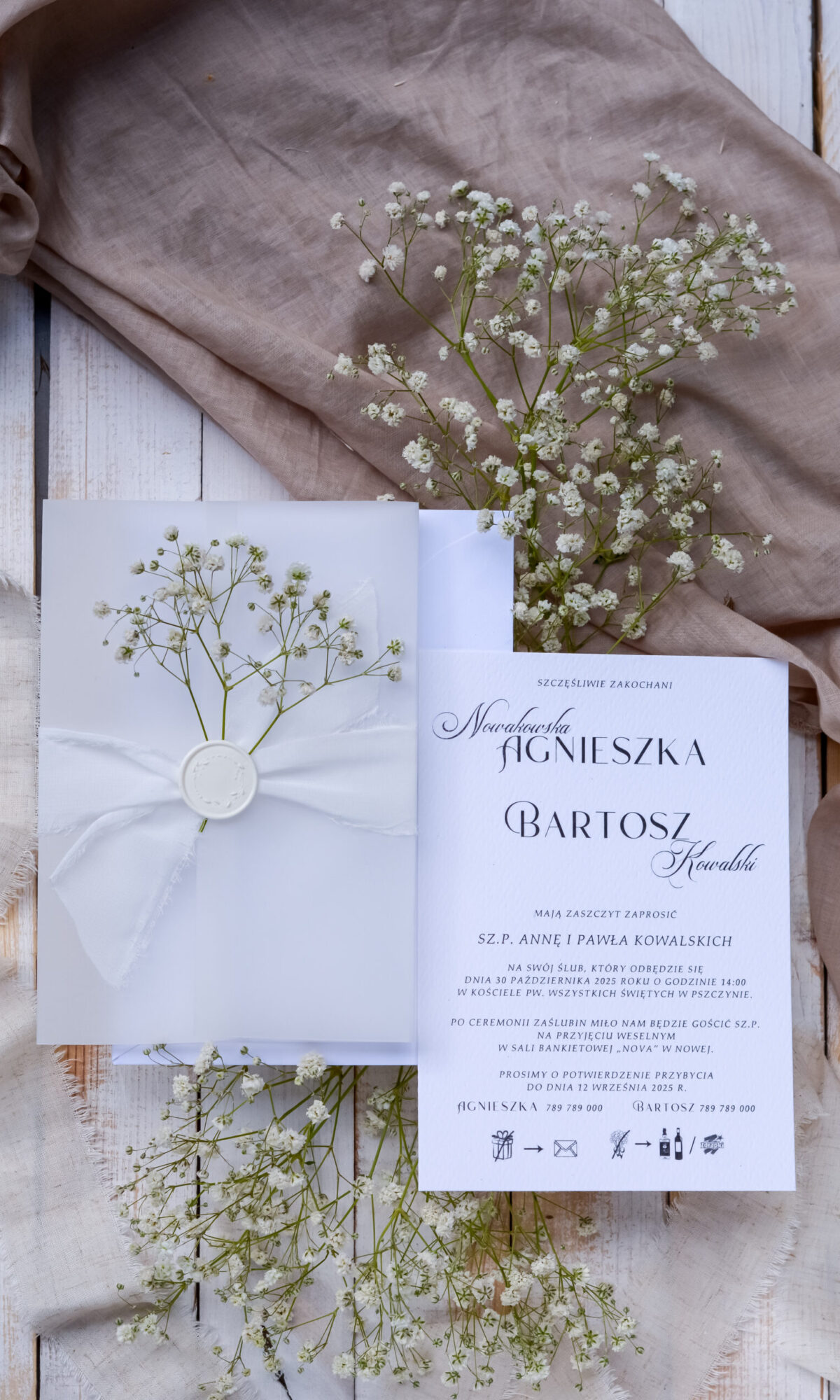 Zaproszenia ślubne z gipsówką Wz-34