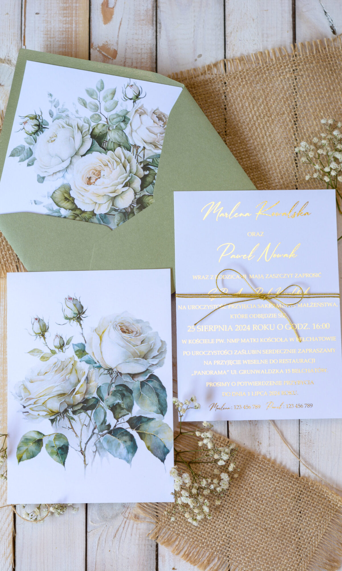 Jednokartkowe zaproszenia ślubne Wz-28