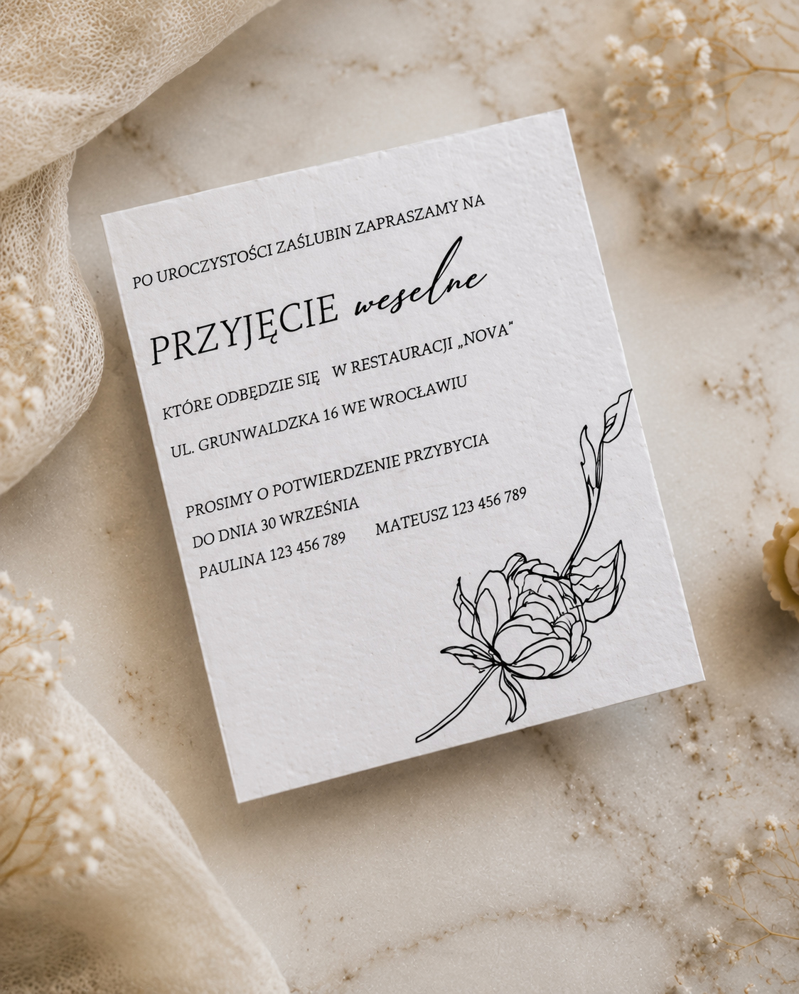 Tłoczone zaproszenia ślubne Wz-13 - obrazek 3