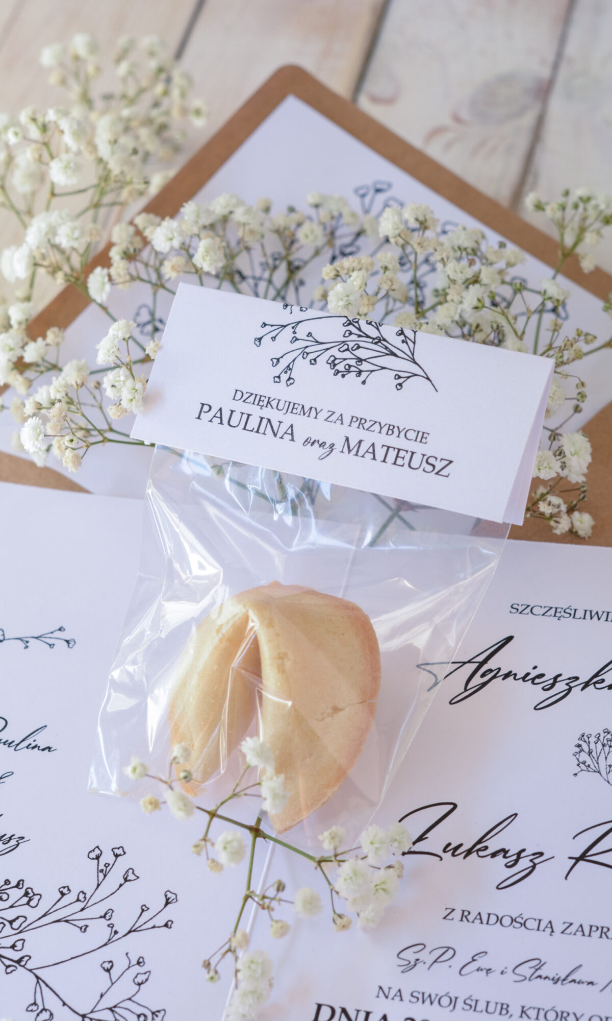 Podziękowania dla gości weselnych, ciasteczka z wróżbą PDZ-02