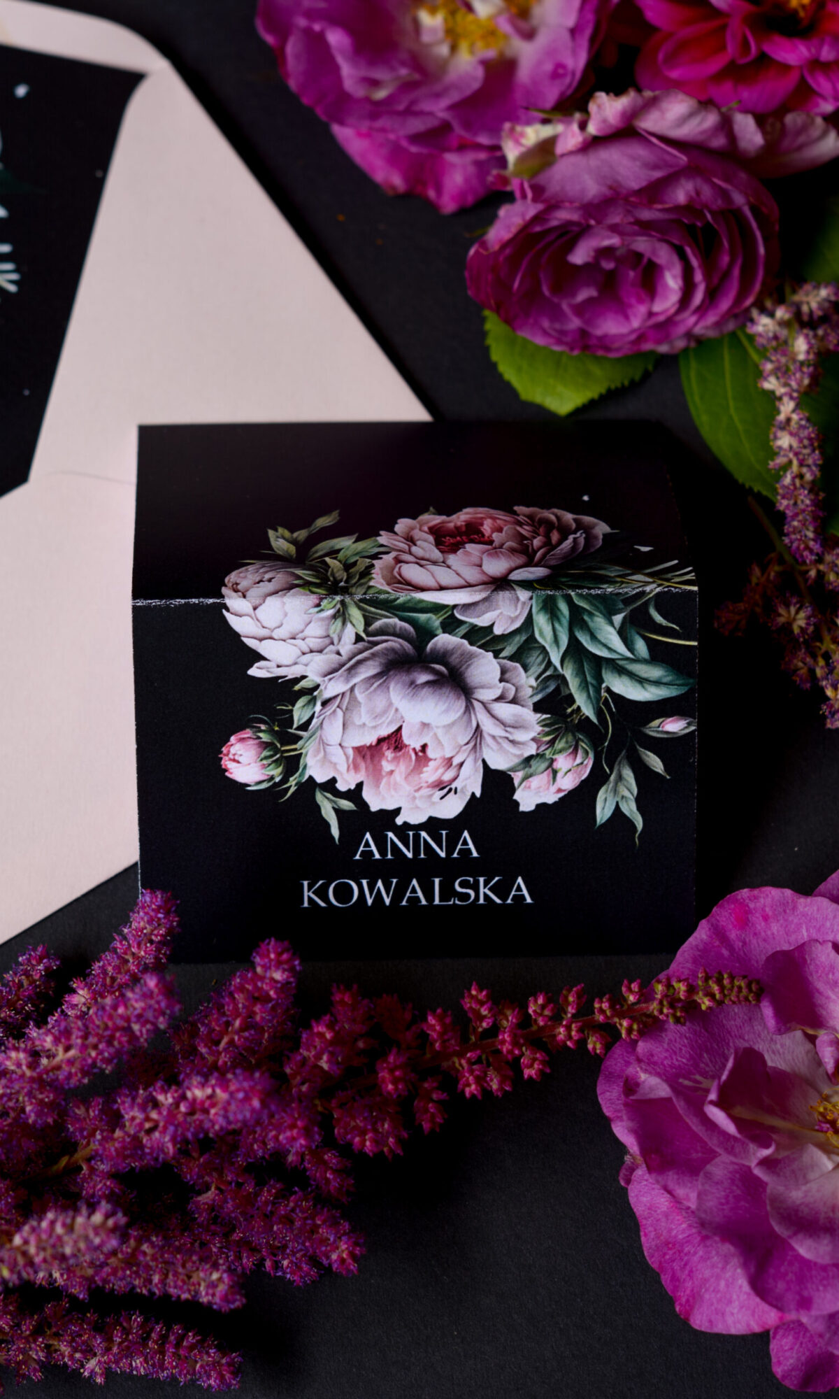 Czarne winietki z motywem kwiatowym WI-15