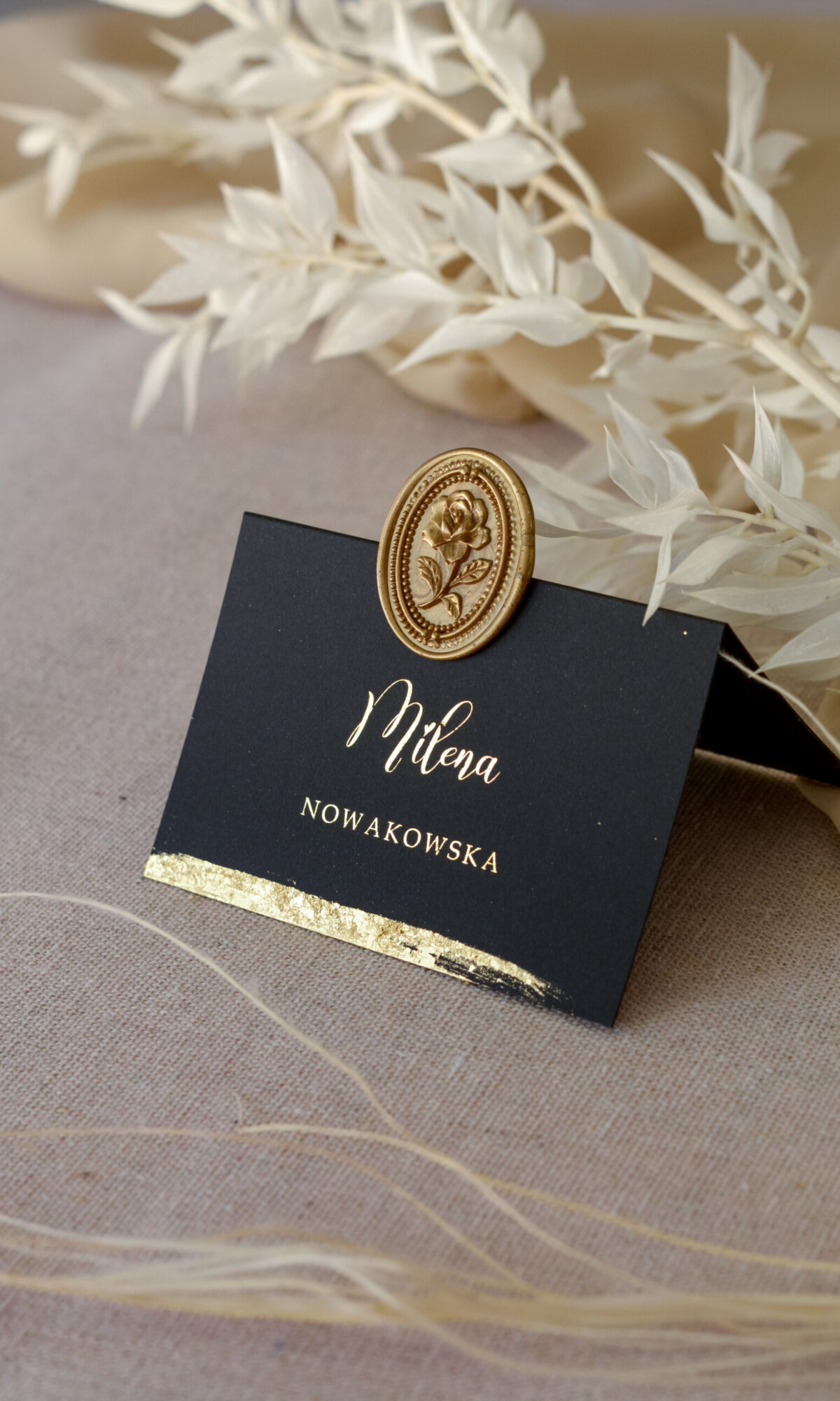 Złocone winietki weselne - Czarne WI-20