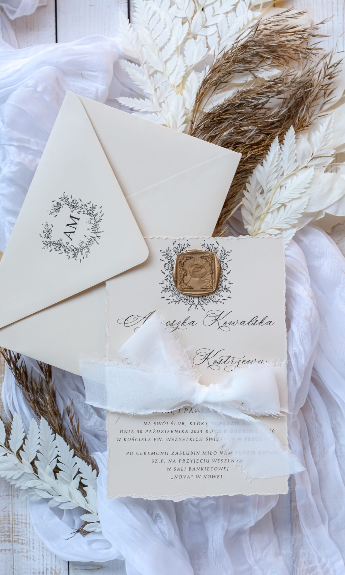 Jednokartkowe, minimalistyczne zaproszenia ślubne Wz-36