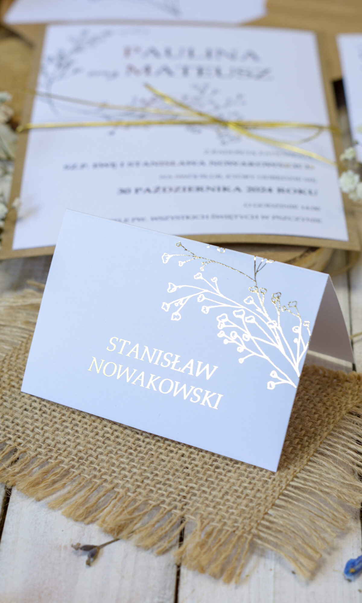 Winietki złocone z motywem gipsówki WI-21