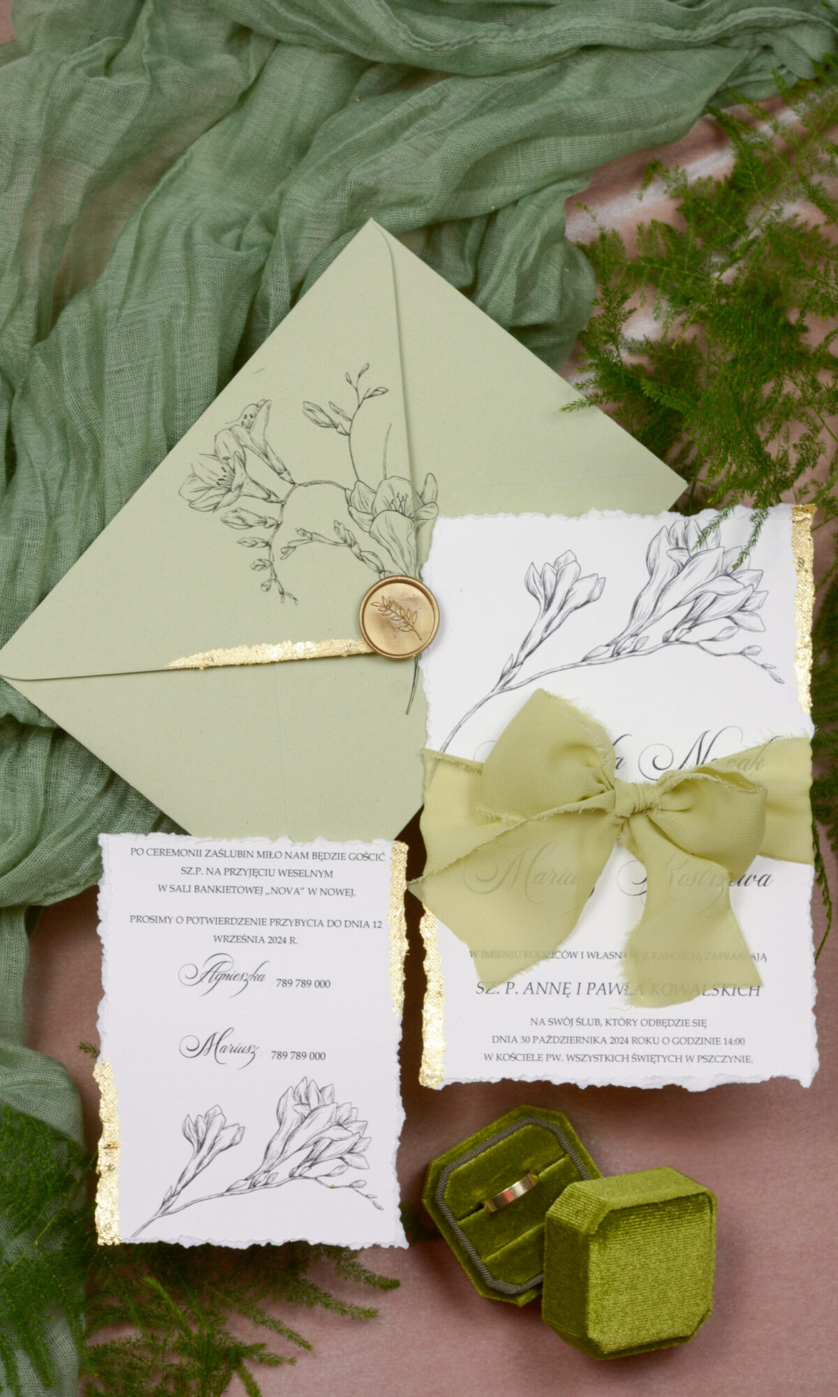 Zaproszenia ślubne z motywem frezji Wz-102