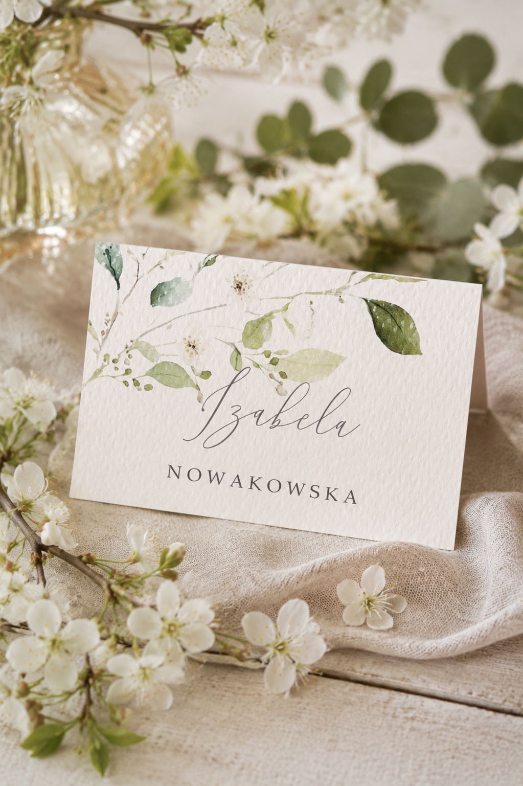 Winietki na ślub, zielone, kwiatowe WI-38