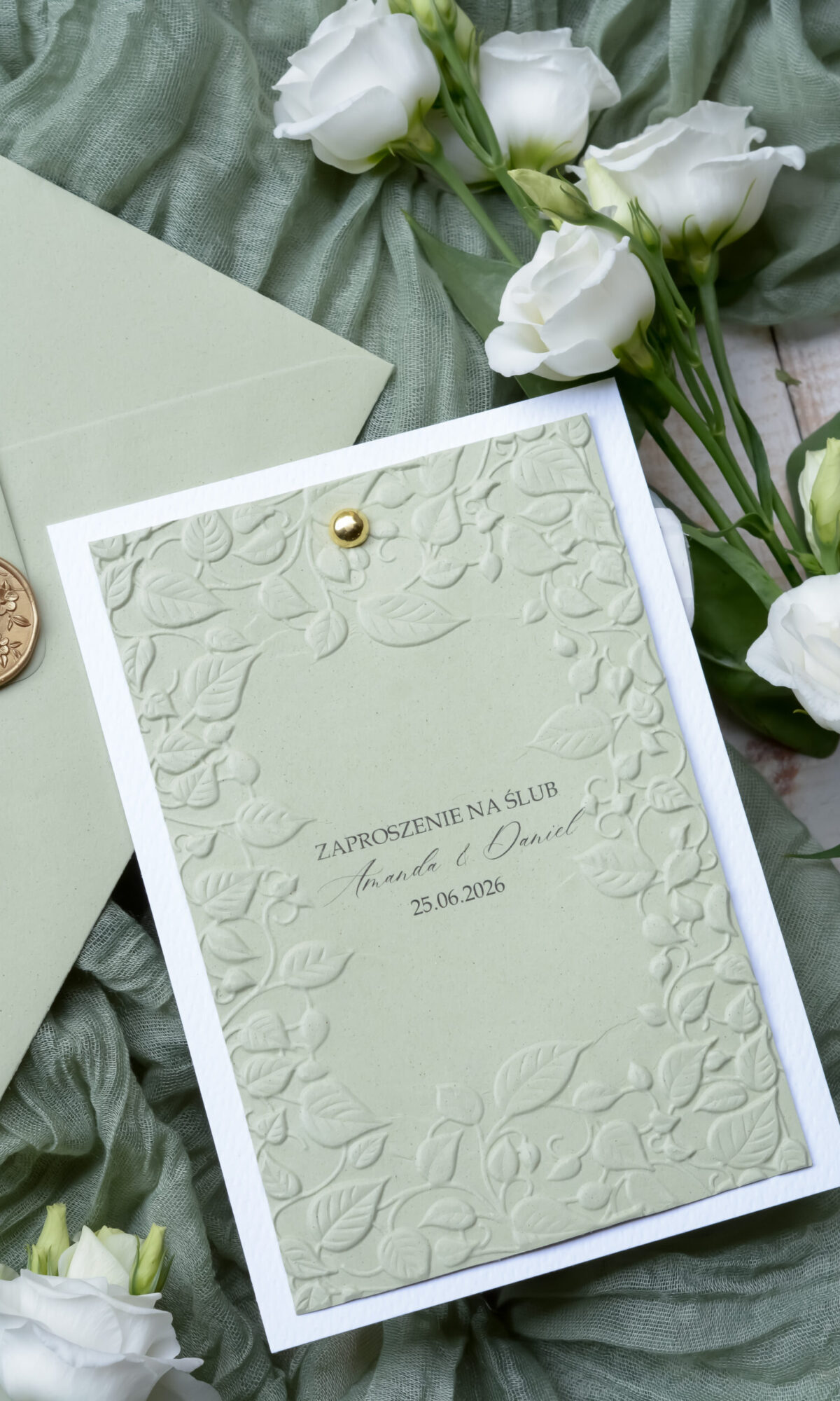 Eleganckie Zaproszenie Ślubne z Tłoczeniem Wz-105