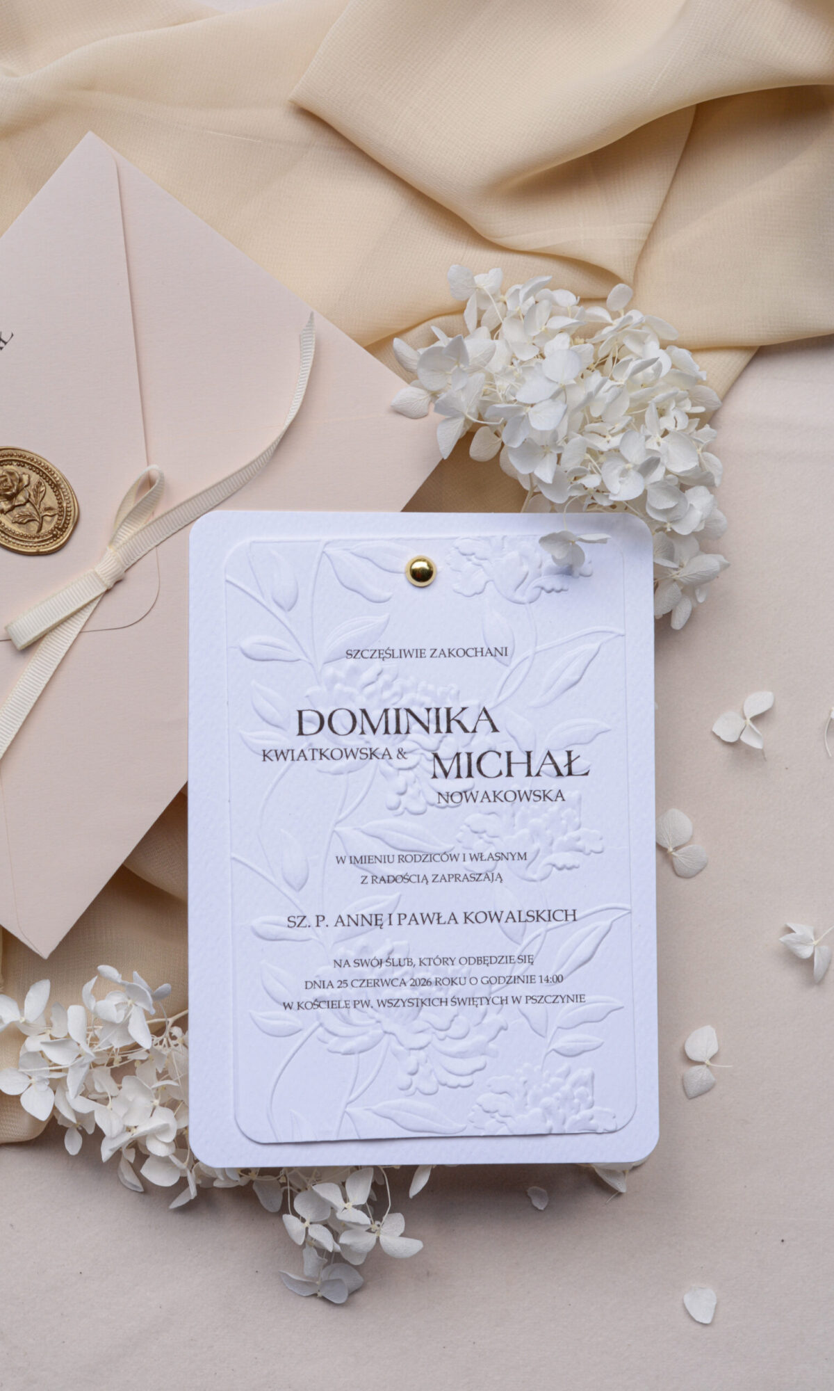 Tłoczone zaproszenia ślubne Wz-12