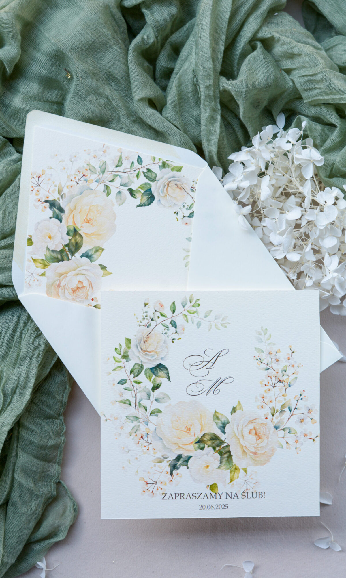 Kremowe zaproszenia ślubne WZ-151
