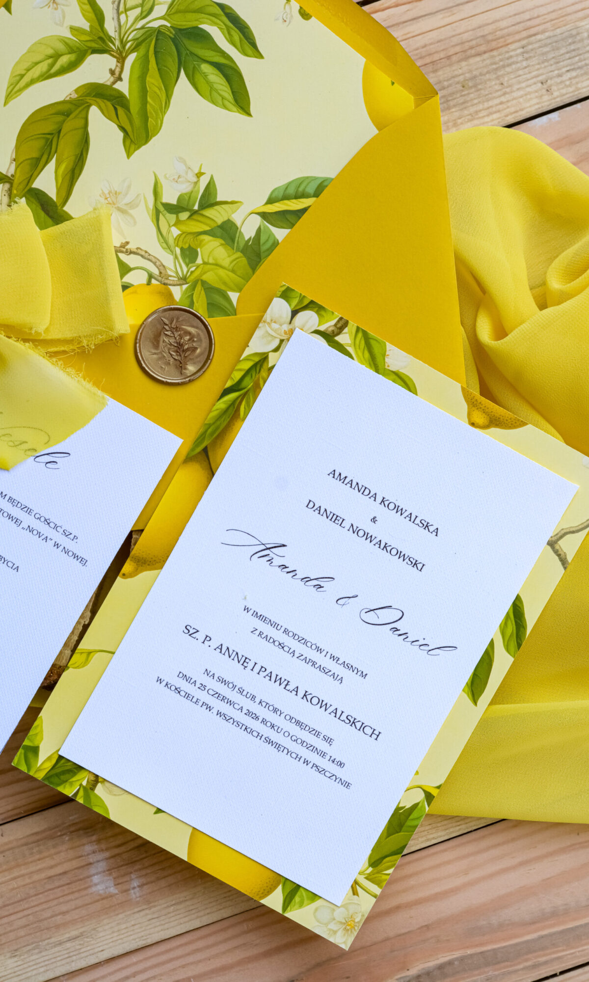 Zaproszenia ślubne z motywem cytryn Wz-14