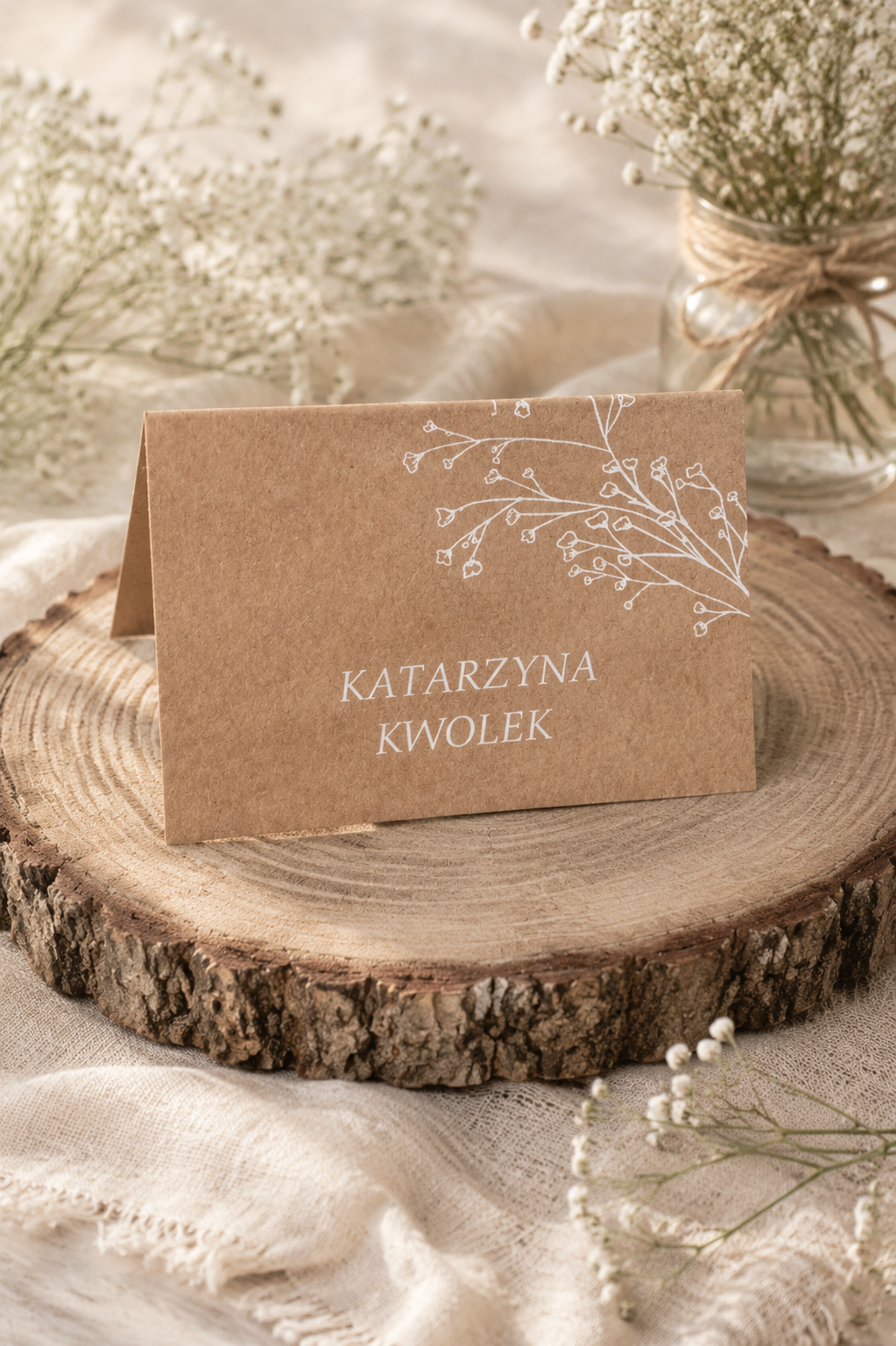Rustykalne winietki ślubne z gipsówką WI-43