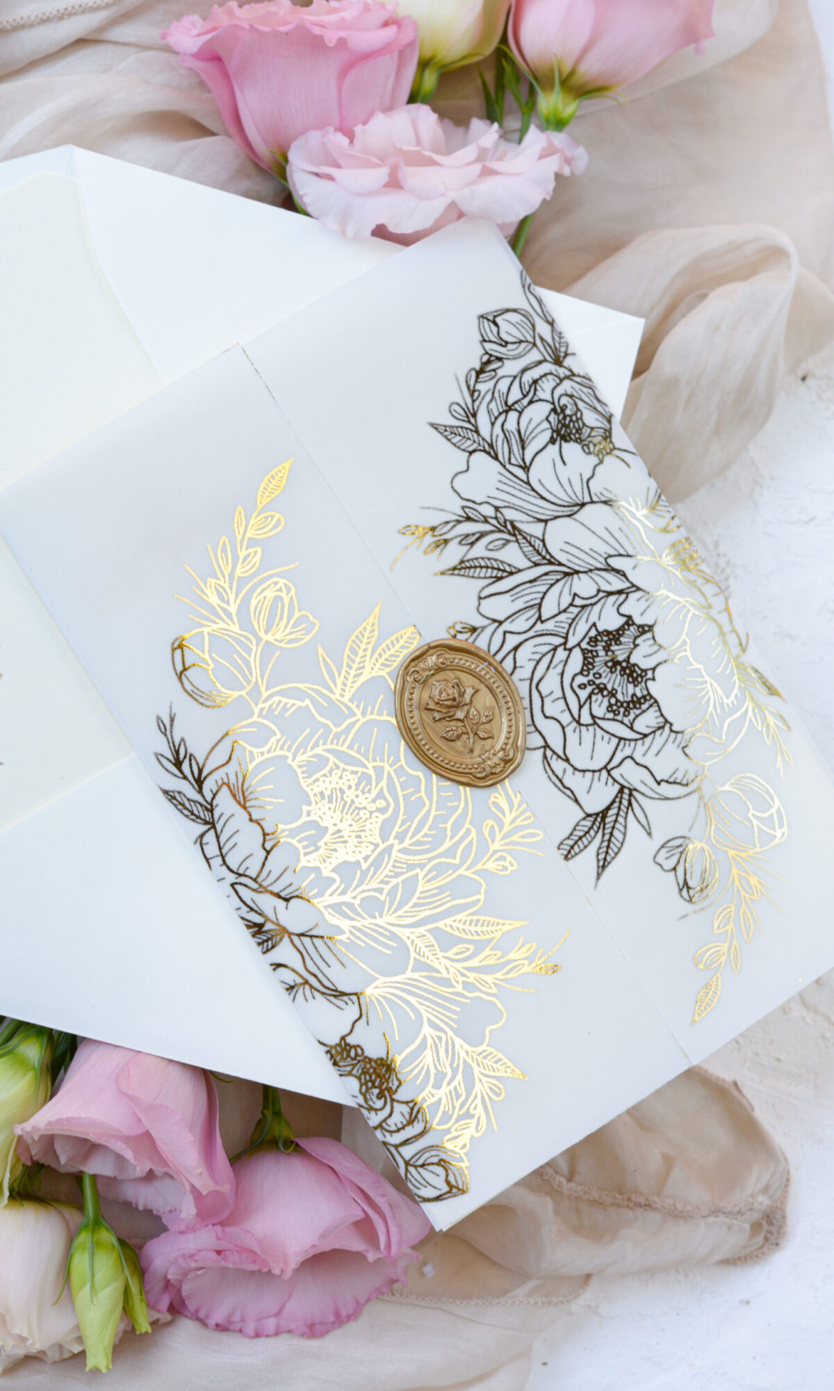 Zaproszenia ślubne glamour z kalką Wz-166