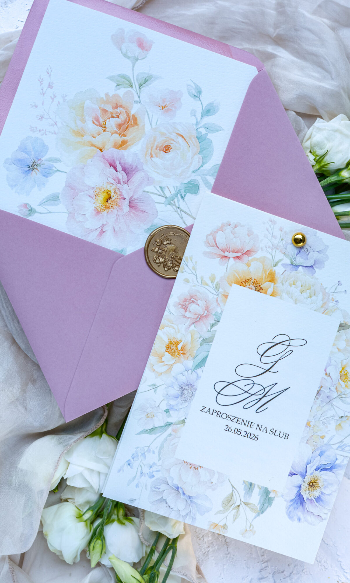 Zaproszenia ślubne z motywem kwiatowym Wz-132