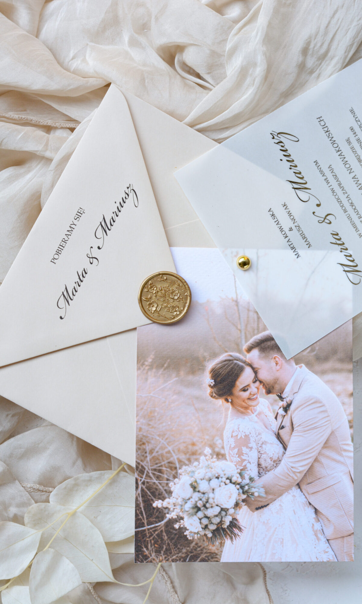 Zaproszenia ślubne ze zdjęciem Wz-155