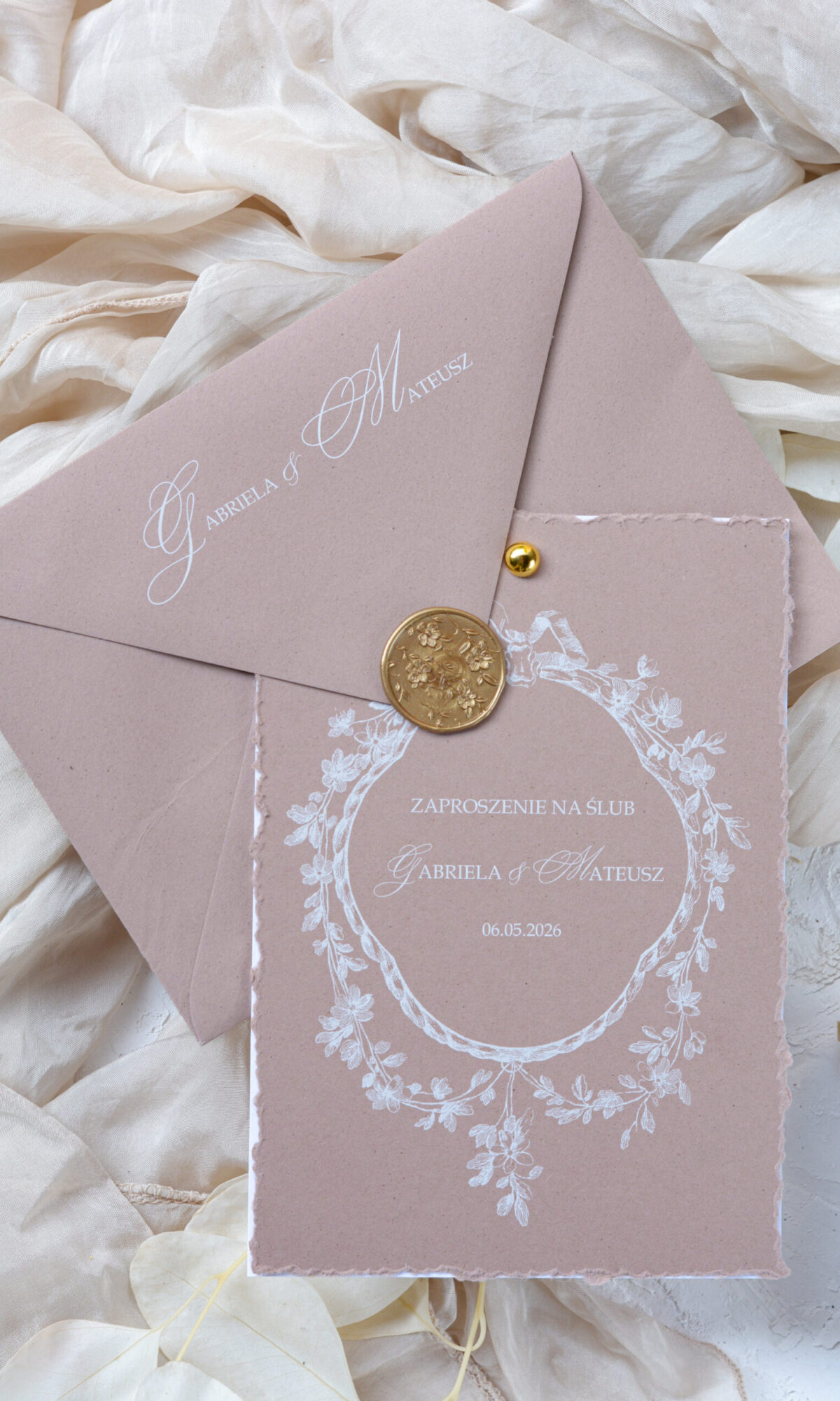 Rwane, rustykalne zaproszenia ślubne Wz-160