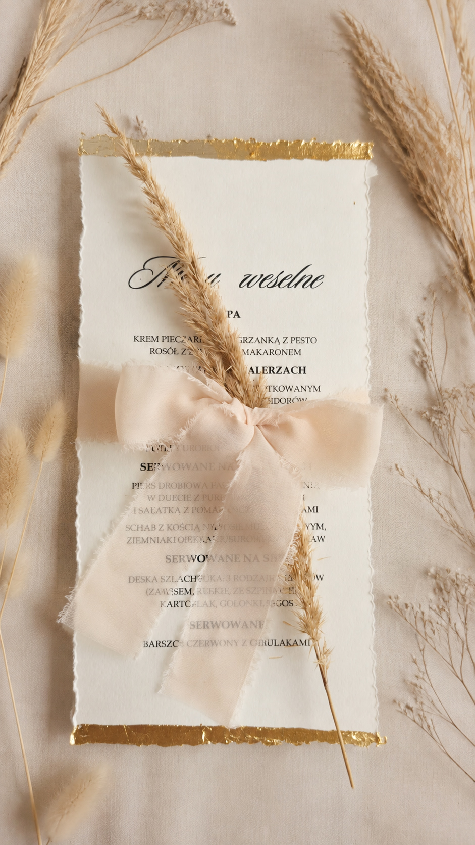 Menu weselne z trawą pampasową MN-10