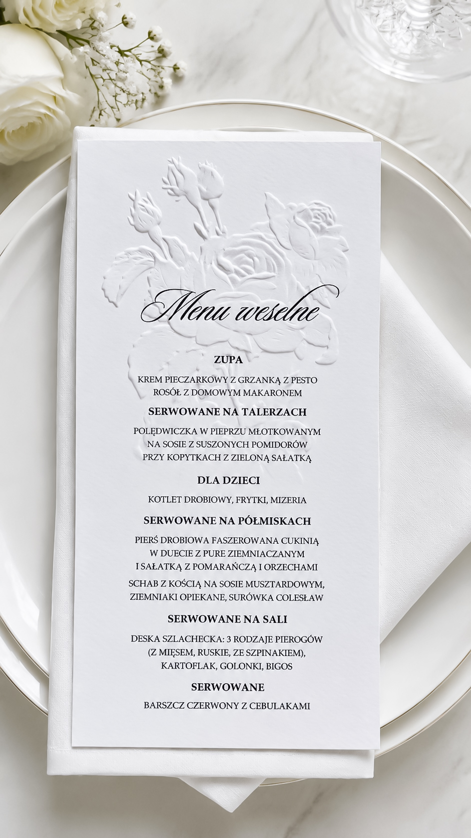 Tłoczone menu weselne MN-07