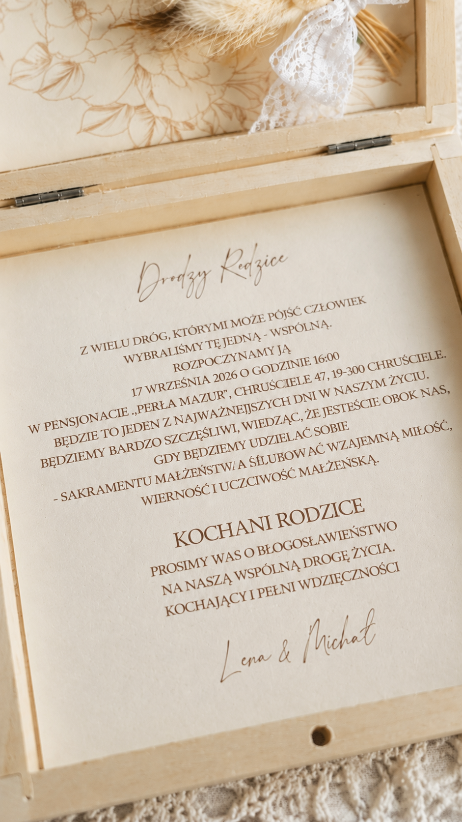 Rustykalne zaproszenia dla rodziców ZDR-05 - obrazek 3
